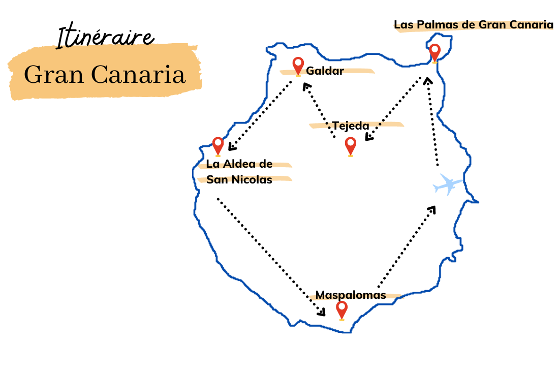 que faire à Gran Canaria carte de l'itinéraire
