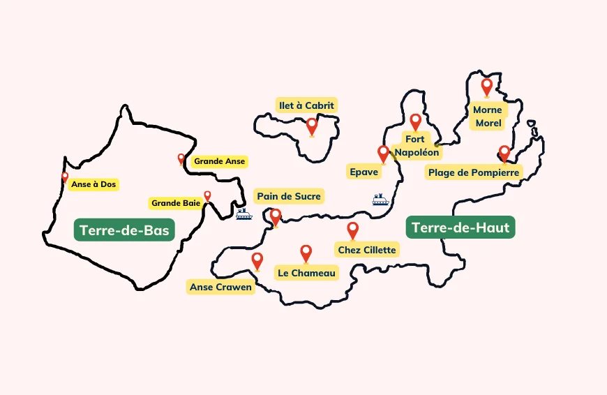 Que faire aux Saintes : Cartes des lieux